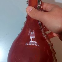 Червена стъклена ваза, снимка 6 - Вази - 38875103