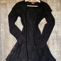 Спортно елегантна черна еластична дантелена рокля , снимка 2 - Рокли - 43329790