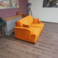 Оранжев диван от плат двойка с функция сън, снимка 7 - Дивани и мека мебел - 43290407