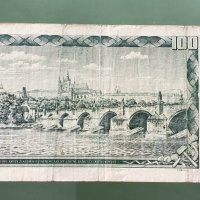 Стара банкнота .Чехословакия . 100 чешки крони 1961 година., снимка 3 - Нумизматика и бонистика - 32334464