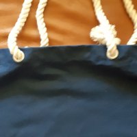 чанта за плаж плътна и качествена, 100% тъмно син супер плътен памук, снимка 4 - Чанти - 33111574