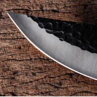 Японски нож, ръчно кован, неръждаема стомана, 27,5 см, покритие от екологична кожа, снимка 4 - Ножове - 44908547