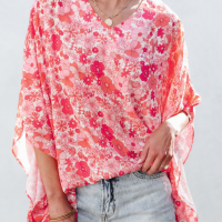 Дамска блуза тип кимоно с принт на цветя, снимка 6 - Други - 44862835