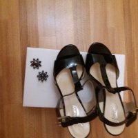 Дамски сандали от естествен лак+подарък стилни обеци, снимка 6 - Сандали - 32321922