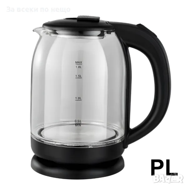 Електрическа стъклена кана Rosberg R51230K, 1.8L, 1800W, черна Код P346, снимка 1