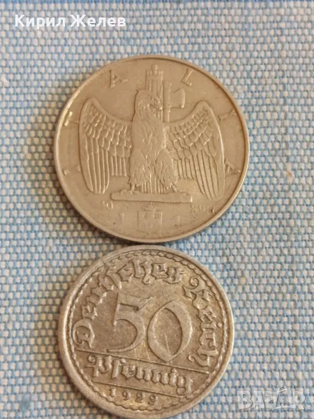 Две монети 50 пфенинг 1922г. Дойче райх - 1 лира 1910г. Италия редки за КОЛЕКЦИЯ ДЕКОРАЦИЯ 31726, снимка 1