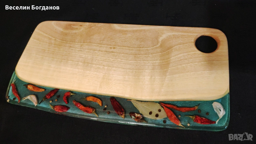 епоксидна смола и дърво,дъска за рязане и сервиране, снимка 1