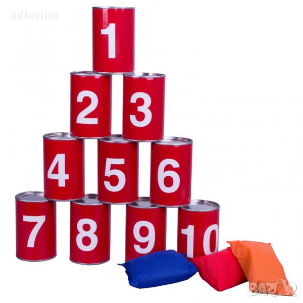 Забавна игра за малки и големи, Уцели кенчето, 10 кенчета, 3 сакчета, снимка 1