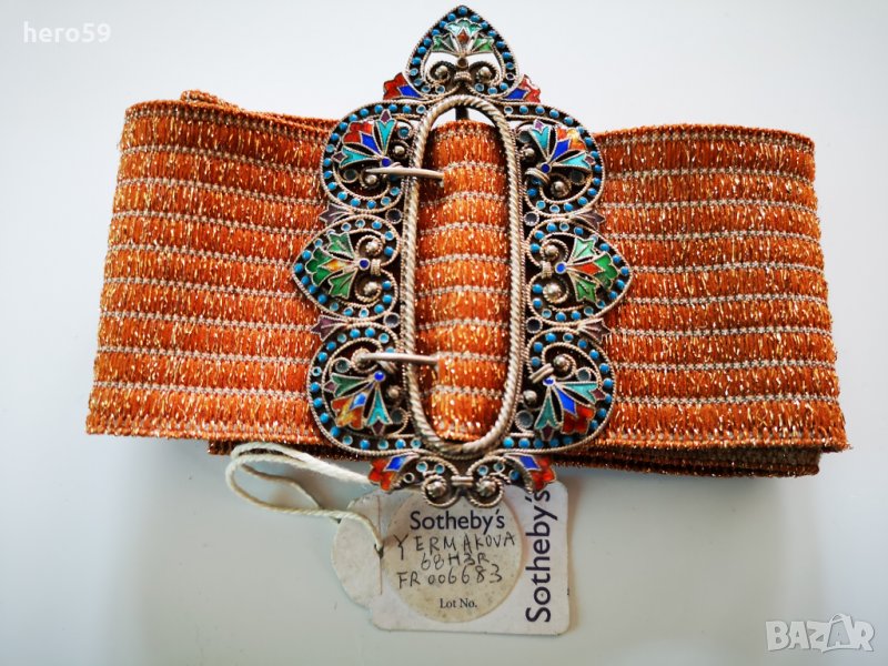 Сребърна сребро 84 катарама с емайл Царска Русия/фирма Фаберже/пафта,пафти,накит, снимка 1