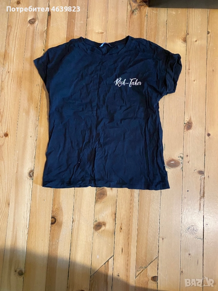 Чисто черна тениска с надпис, снимка 1