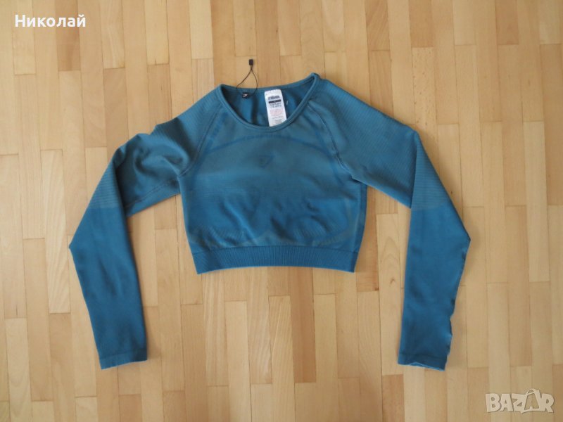 gymshark geo seamless long sleeve crop top, снимка 1
