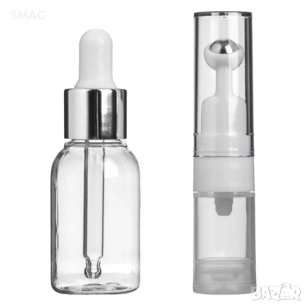 Комплект шишенца за пътуване с капкомер и рол-он 25мл и 5мл – 2 бр._1246787, снимка 1