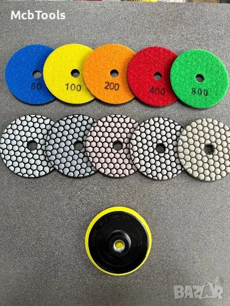 Диск диамантен за шлайфане на гранит, мрамор, камък с велкро 100мм, снимка 1