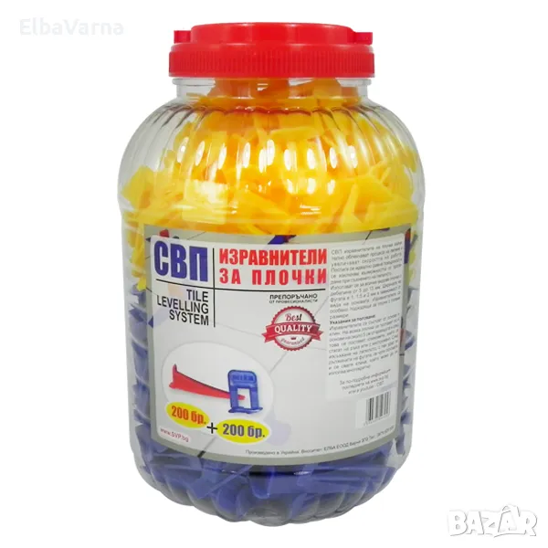 Изравнители за плочки - Комплект – клин 200 бр. + основа 2 мм 200 бр., снимка 1