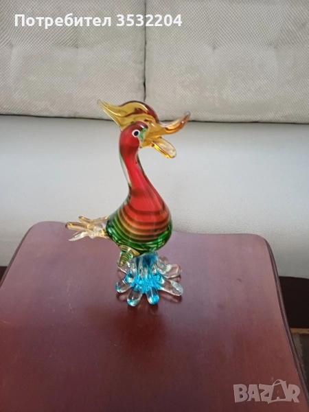 Фигура на патица от стъкло мурано, снимка 1