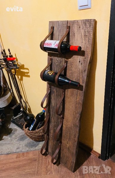 Елегантна стойка за 2–10 бутилки вино – кожа или премиум въже, снимка 1