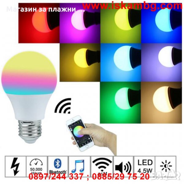 Крушка TSMart E27 smart bluetooth, RGBW - КОД Magic Blue, снимка 1