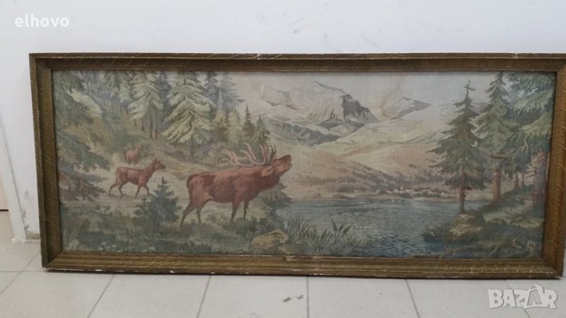 Гоблен в дървена рамка Ловни мотиви, снимка 1