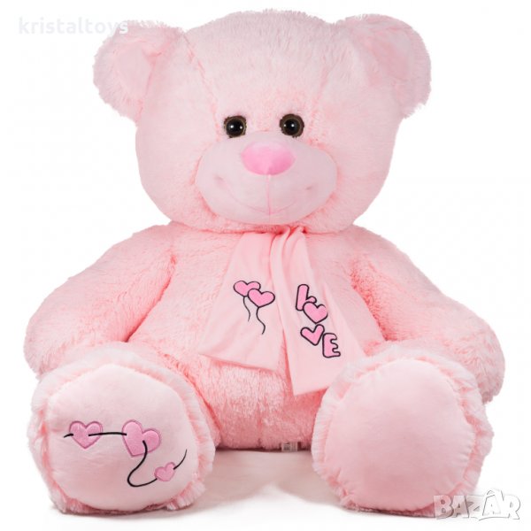 Плюшено мече в розово с шал с надпис Любов Love, снимка 1