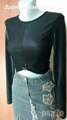 Черен фин топ - рипс, от плюш🍀❤XS,S,S/M❤🍀арт.4298, снимка 1