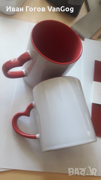 чаши за сублимация червена дръжка сърце и вътрешност, снимка 1