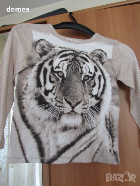 Блуза за момиче Н&М с ефектен тигров принт размер 110/116, нова, снимка 1