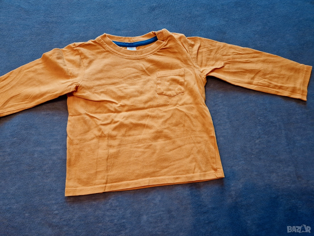 1-2г 92см Блуза с дълъг ръкав, памук, жълта горчица, без следи от употреба , снимка 1