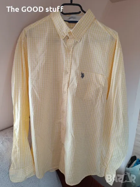 Жълта карирана мъжка риза "U.S. Polo ASSN", снимка 1