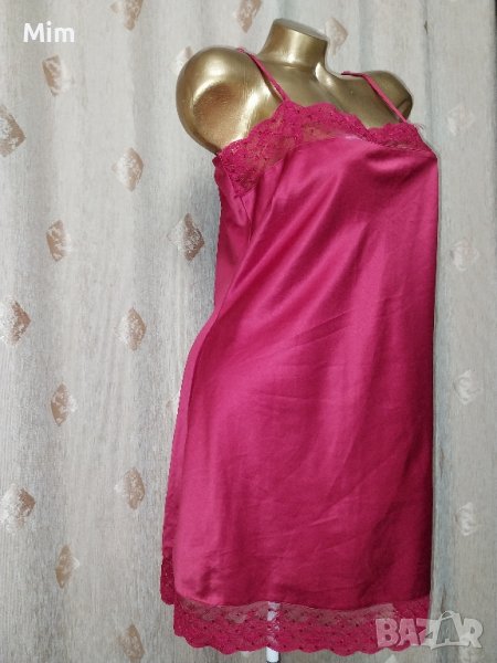 Orcanta L Червена сатенена нощница с дантела с пайети , снимка 1