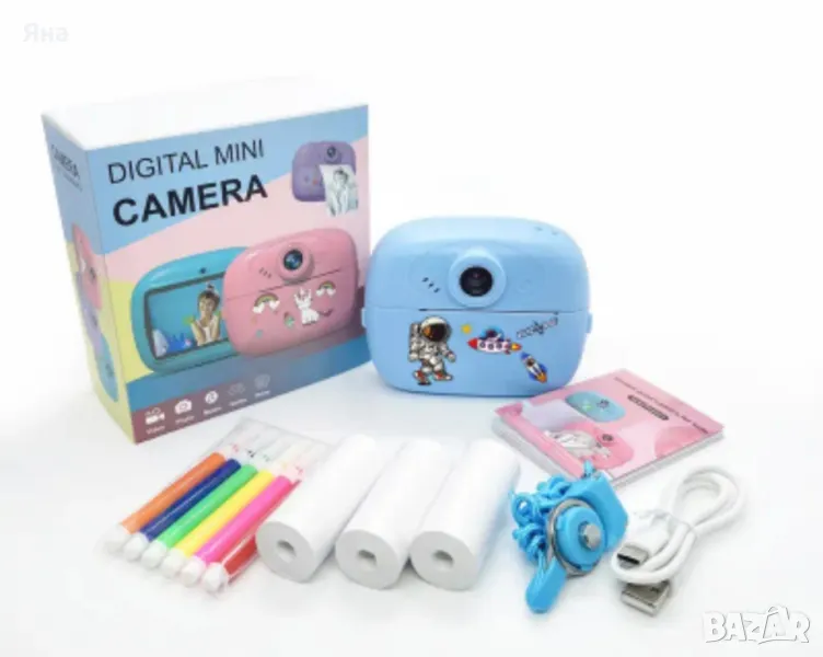 Детски фотоапарат за моментни снимки, с 2 камери, видео и запис, идея за подарък, снимка 1