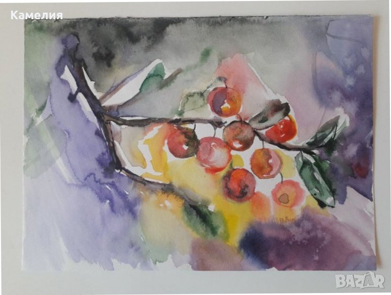 Картина - акварел "Череши", снимка 1