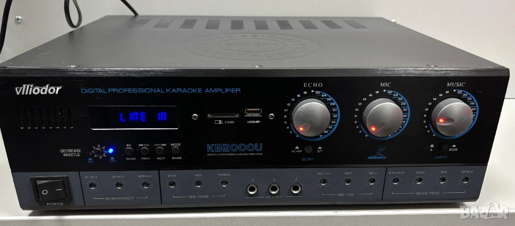 Караоке усилвател VLLIODOR KB-2000U  с вграден Bluetooth, USB, SD CARD, снимка 1