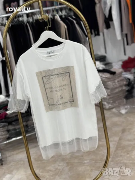 Памучни дамски тениски Два цвята , снимка 1