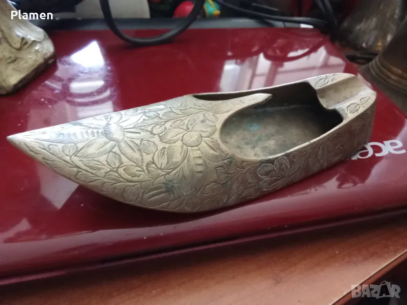 Месингов пепелник пантофка , снимка 1