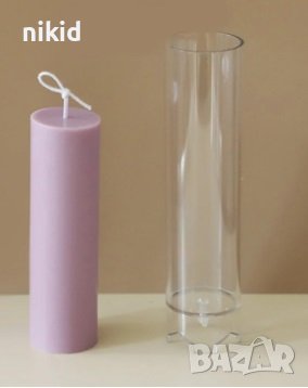 Пластмасова форма молд за направа на дълга гладка свещ цилиндър, снимка 1