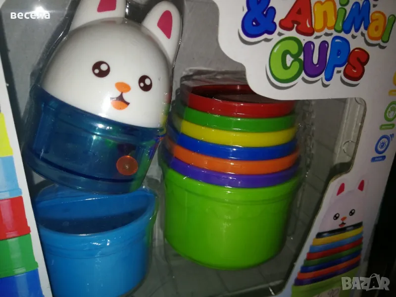 бебешка играчка чашки за подреждане, с дрънкащо човече, снимка 1