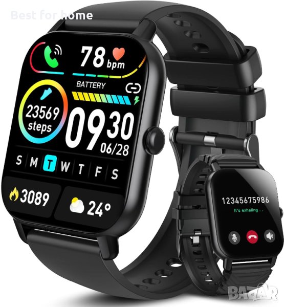 Смарт часовник Aptkdoe, фитнес тракер с високоговорител Dail Calls, 1,85" TFT сензорен екран IP68 во, снимка 1
