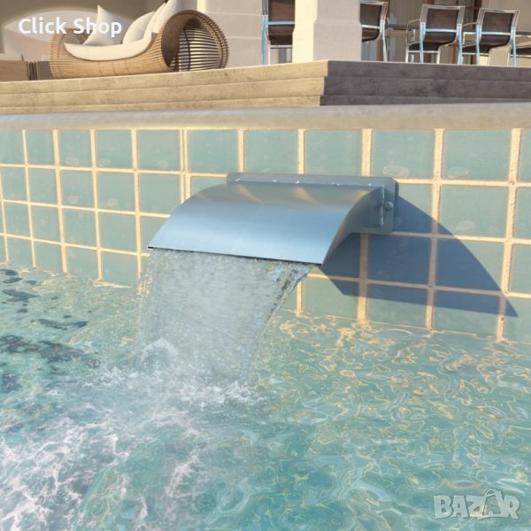 Фонтан за басейн, неръждаема стомана, 30x9x26 см, сребрист, снимка 1