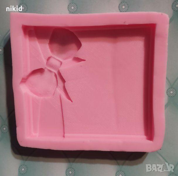 Правоъгълник рамка подарък с панделка дълбок силиконов молд форма калъп гипс фондан шоколад, снимка 1
