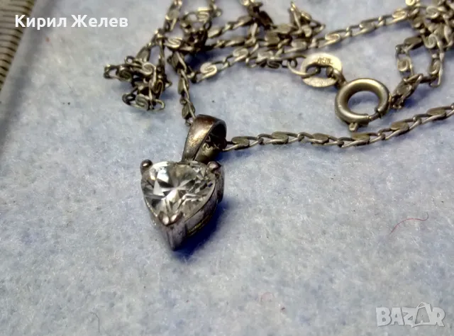 НЕЖЕН СРЕБЪРЕН ПЕНДАНТ с КУБИЧЕН ЦИРКОН ФИАНИТ и СТАРИННА СРЕБЪРНА ВЕРИЖКА СРЕБРО 900 ALIS 39960, снимка 2 - Колиета, медальони, синджири - 50056707