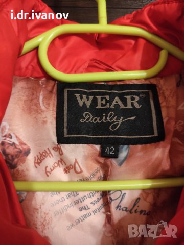 червено дебело яке с качулка с пух, снимка 3 - Якета - 43146550