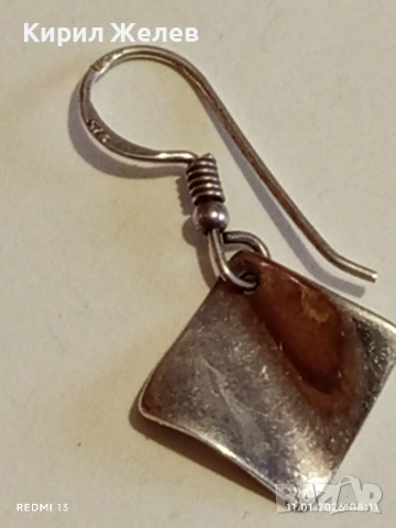 Сребърна обеца абстрактен дизайн висока проба сребро майсторска изработка 52766, снимка 8 - Обеци - 53059612