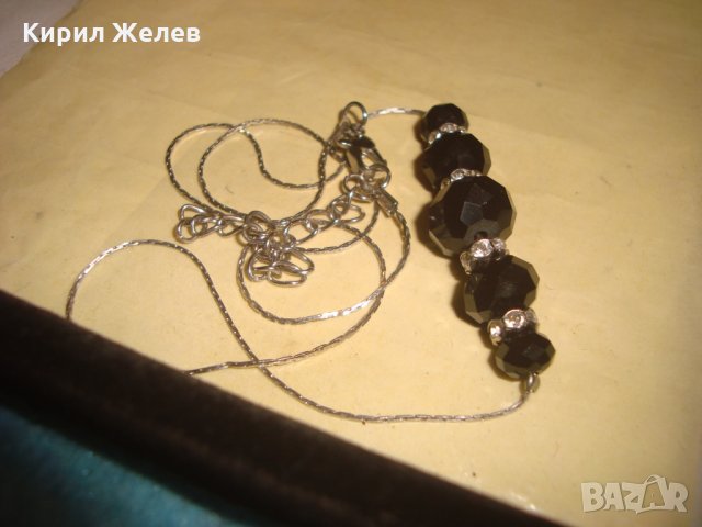 АРТ ДЕКО НЕЖНО КРАСИВО СТИЛНО КОЛИЕ с ФАСЕТИРАНИ ОНИКСИ 27063, снимка 5 - Колиета, медальони, синджири - 34999430