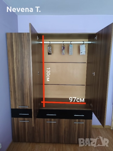 Спално обзавеждане - гардероб, тоалетка с огледало и нощни шкафчета , снимка 4 - Шкафове - 52185690