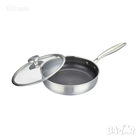 Тиган с капак Goldmann Fusionhex Pro, Дълбок, Незалепващо Покритие, Неръждаема стомана, снимка 3 - Съдове за готвене - 53535601