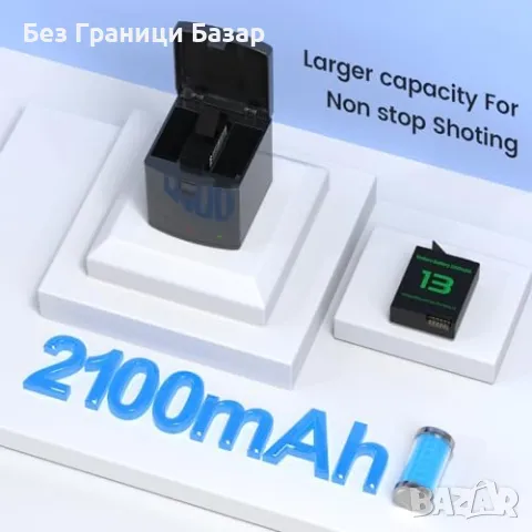 Нови Магнитно Зарядно и 2 Батерии за камера Gopro Hero 13 фото снимки, снимка 5 - Чанти, стативи, аксесоари - 48716798