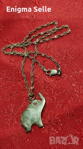 Сребърен синджир с висулка слонче 6.00 грама, снимка 4 - Колиета, медальони, синджири - 52514615