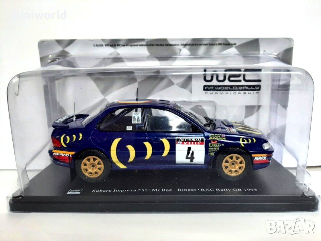 Subaru Impreza 555 McRae-Ringer RAC Rally 1995 -  мащаб 1:43 на IXO/Altaya моделът е нов в блистер, снимка 1