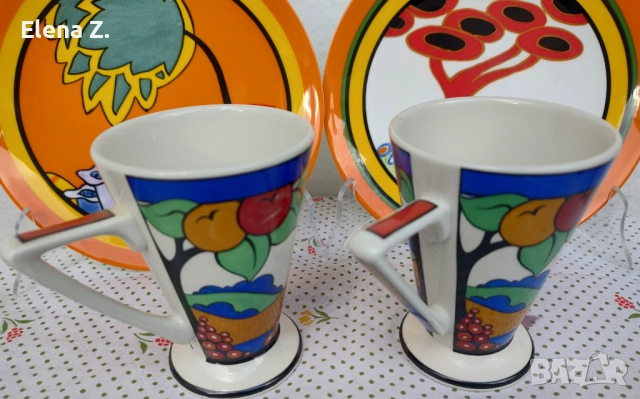 2 винтидж чаши Sadler Clarice Cliff Art deco, снимка 9 - Чаши - 52798589