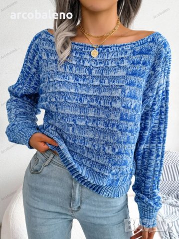 Дамски цветен плетен пуловер с дълъг ръкав и отворени рамена, 3цвята - 023, снимка 13 - Блузи с дълъг ръкав и пуловери - 39783629